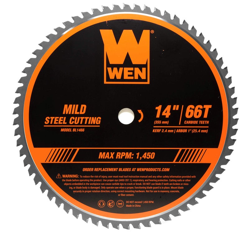 WEN BL1466 14-Inch 66-Tooth Carbide-Tipped Professional Metal Saw Blade for Mild Steel Cutting - Image 1